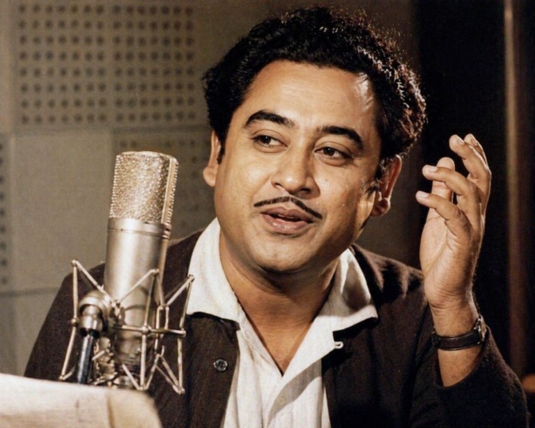 Kishore Kumar singing studio mic, AI generated image