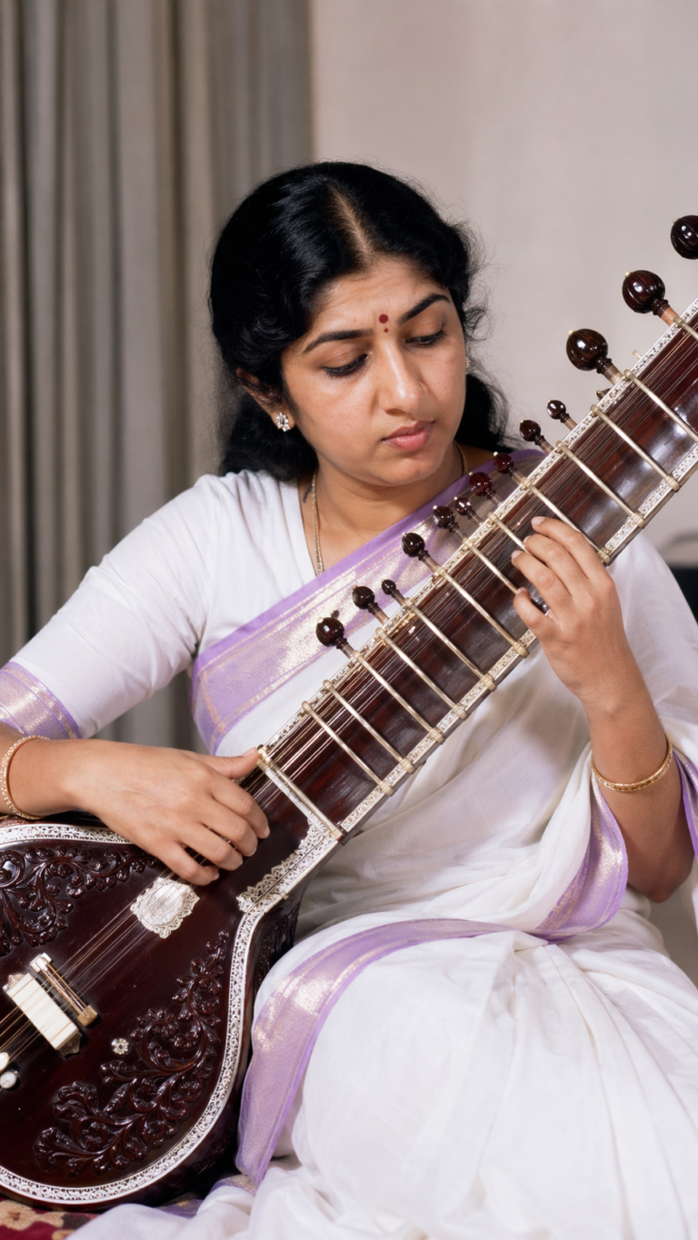Lata Mangeshkar with Sitar